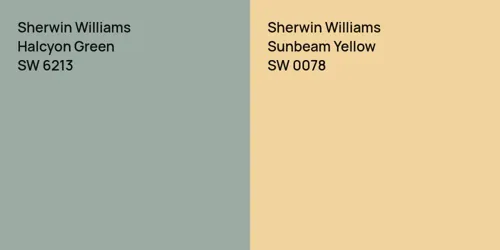 SW 6213 Halcyon Green vs SW 0078 Sunbeam Yellow