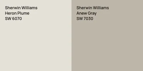 SW 6070 Heron Plume vs SW 7030 Anew Gray