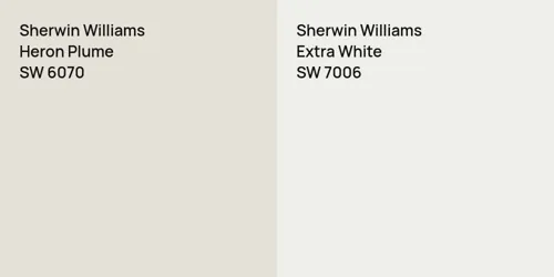 SW 6070 Heron Plume vs SW 7006 Extra White