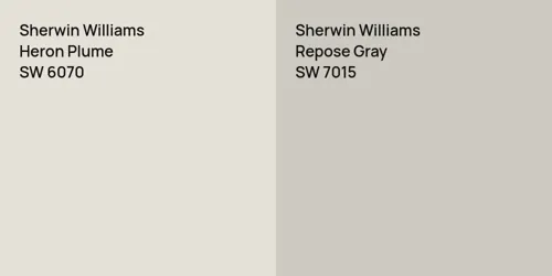 SW 6070 Heron Plume vs SW 7015 Repose Gray