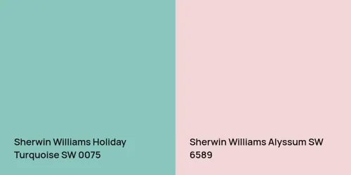 SW 0075 Holiday Turquoise vs SW 6589 Alyssum