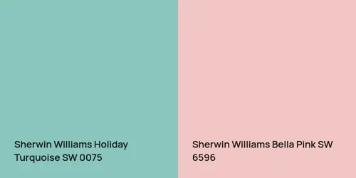 SW 0075 Holiday Turquoise vs SW 6596 Bella Pink