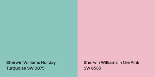 SW 0075 Holiday Turquoise vs SW 6583 In the Pink