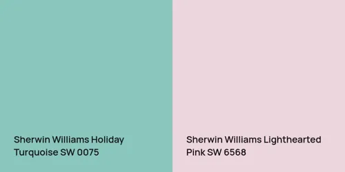 SW 0075 Holiday Turquoise vs SW 6568 Lighthearted Pink