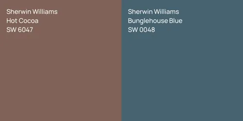 SW 6047 Hot Cocoa vs SW 0048 Bunglehouse Blue