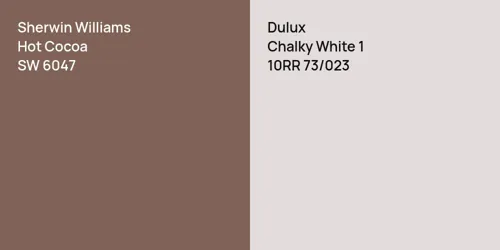 SW 6047 Hot Cocoa vs 10RR 73/023 Chalky White 1