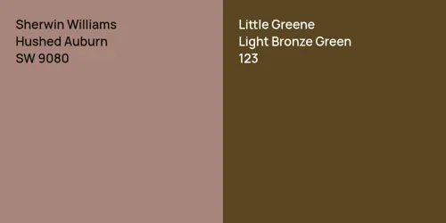 SW 9080 Hushed Auburn vs 123 Light Bronze Green