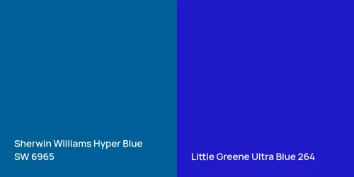 SW 6965 Hyper Blue vs 264 Ultra Blue