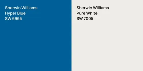 SW 6965 Hyper Blue vs SW 7005 Pure White