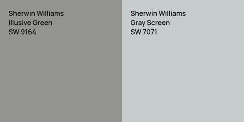 SW 9164 Illusive Green vs SW 7071 Gray Screen