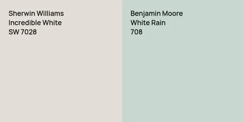 SW 7028 Incredible White vs 708 White Rain