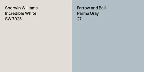 SW 7028 Incredible White vs 27 Parma Gray