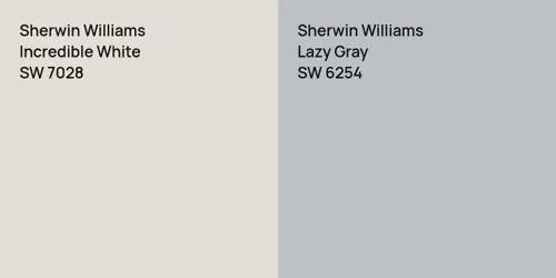 SW 7028 Incredible White vs SW 6254 Lazy Gray