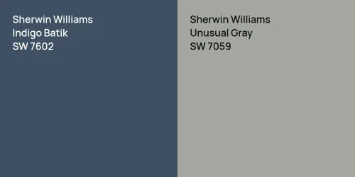 SW 7602 Indigo Batik vs SW 7059 Unusual Gray