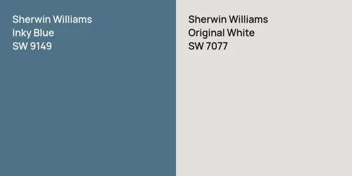 SW 9149 Inky Blue vs SW 7077 Original White