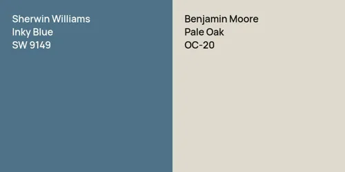 SW 9149 Inky Blue vs OC-20 Pale Oak