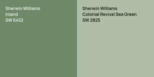 SW 6452 Inland vs SW 2825 Colonial Revival Sea Green