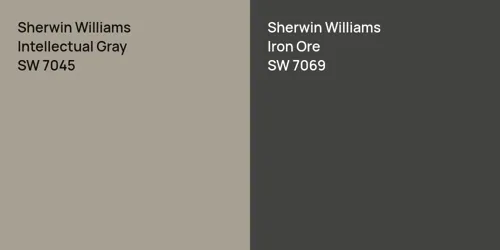 SW 7045 Intellectual Gray vs SW 7069 Iron Ore