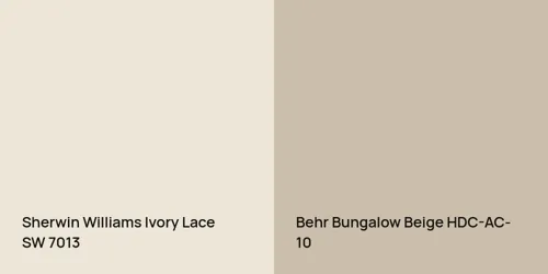 SW 7013 Ivory Lace vs HDC-AC-10 Bungalow Beige