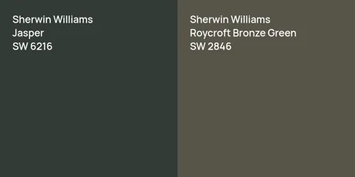 SW 6216 Jasper vs SW 2846 Roycroft Bronze Green