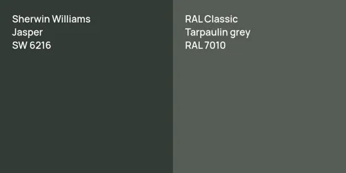 SW 6216 Jasper vs RAL 7010  Tarpaulin grey