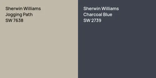 SW 7638 Jogging Path vs SW 2739 Charcoal Blue