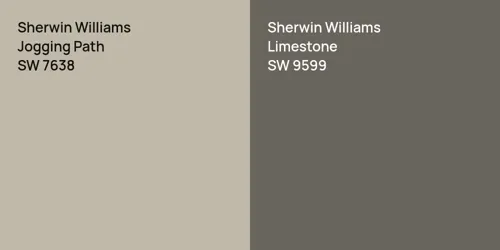 SW 7638 Jogging Path vs SW 9599 Limestone