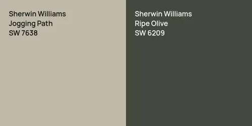 SW 7638 Jogging Path vs SW 6209 Ripe Olive