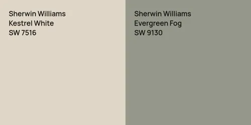 SW 7516 Kestrel White vs SW 9130 Evergreen Fog