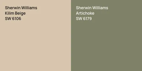 SW 6106 Kilim Beige vs SW 6179 Artichoke