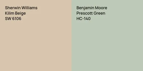 SW 6106 Kilim Beige vs HC-140 Prescott Green