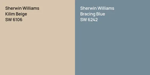 SW 6106 Kilim Beige vs SW 6242 Bracing Blue