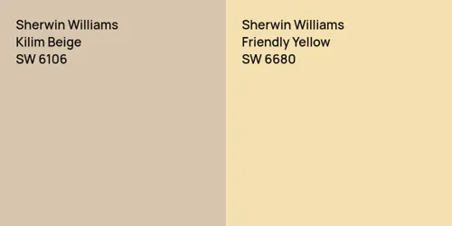 SW 6106 Kilim Beige vs SW 6680 Friendly Yellow