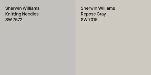 SW 7672 Knitting Needles vs SW 7015 Repose Gray