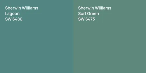 SW 6480 Lagoon vs SW 6473 Surf Green