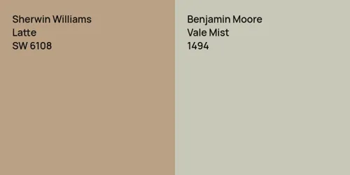 SW 6108 Latte vs 1494 Vale Mist