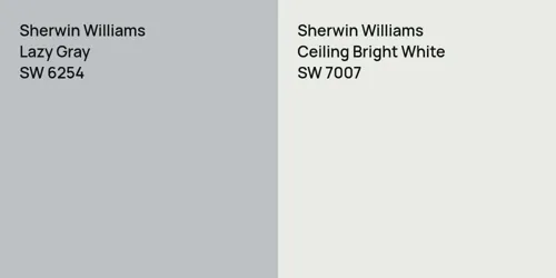 SW 6254 Lazy Gray vs SW 7007 Ceiling Bright White