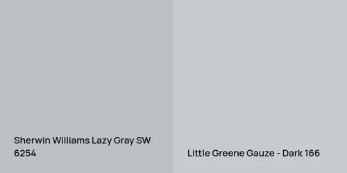 SW 6254 Lazy Gray vs 166 Gauze - Dark