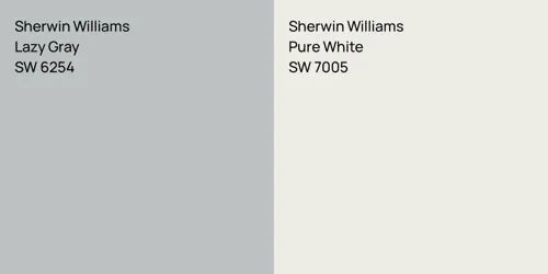 SW 6254 Lazy Gray vs SW 7005 Pure White