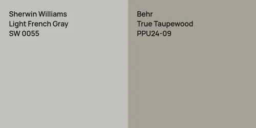 SW 0055 Light French Gray vs PPU24-09 True Taupewood