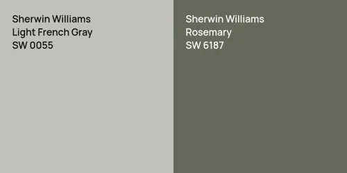 SW 0055 Light French Gray vs SW 6187 Rosemary