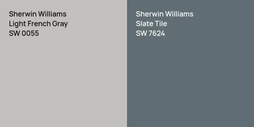 SW 0055 Light French Gray vs SW 7624 Slate Tile