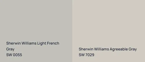 SW 0055 Light French Gray vs SW 7029 Agreeable Gray