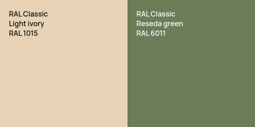 RAL 1015  Light ivory vs RAL 6011  Reseda green