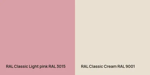 RAL 3015  Light pink vs RAL 9001  Cream