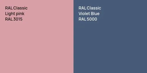 RAL 3015  Light pink vs RAL 5000 Violet Blue