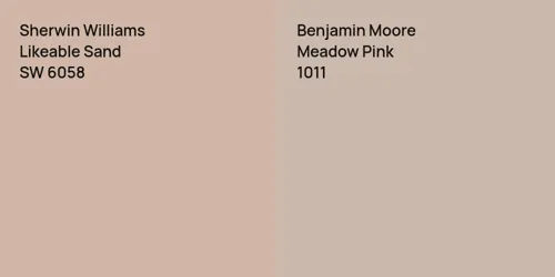 SW 6058 Likeable Sand vs 1011 Meadow Pink