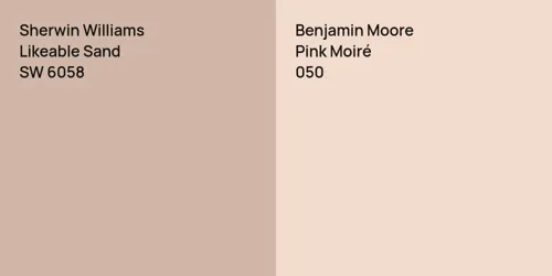 SW 6058 Likeable Sand vs 050 Pink Moiré