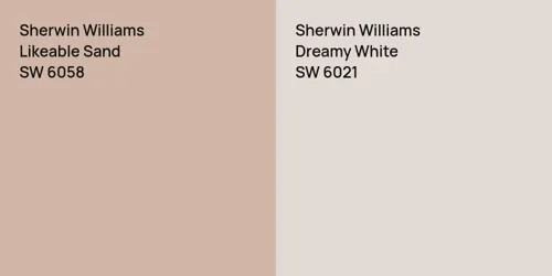 SW 6058 Likeable Sand vs SW 6021 Dreamy White