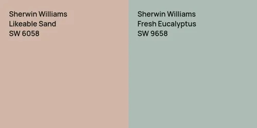 SW 6058 Likeable Sand vs SW 9658 Fresh Eucalyptus